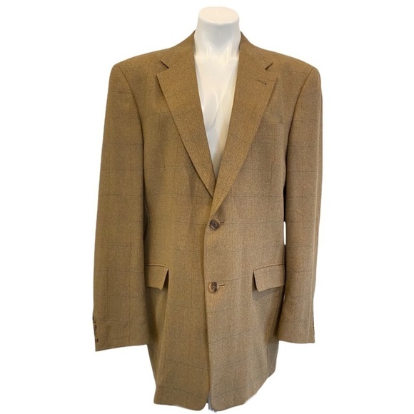 BURBERRYS’ * Mens Vintage Plaid Single Breasted Blazer Tan/Beige Size 42L - Picture 3 of 11